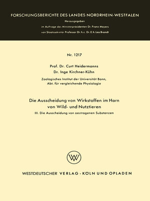 cover image of Die Ausscheidung von Wirkstoffen im Harn von Wild- und Nutztieren